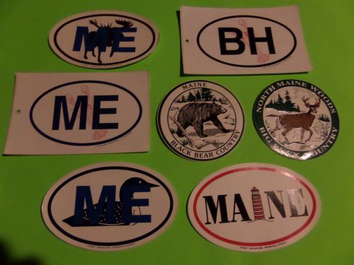 7 different vintage maine car bumper stickers black bear, big buck, moose, loon