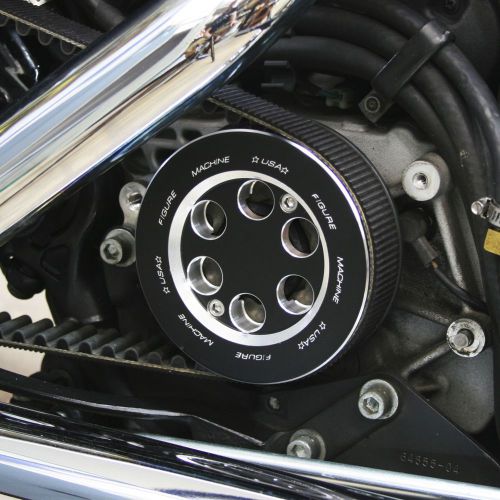 Figure machine front pulley cover all harley sportster models 2004 and up black