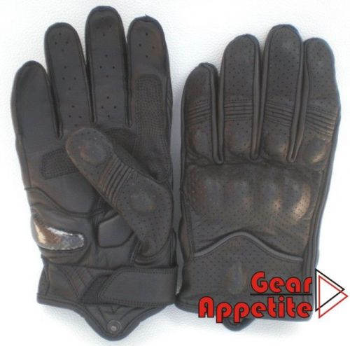 Motorcycle leather mesh touch screen gloves protective armor black all sizes