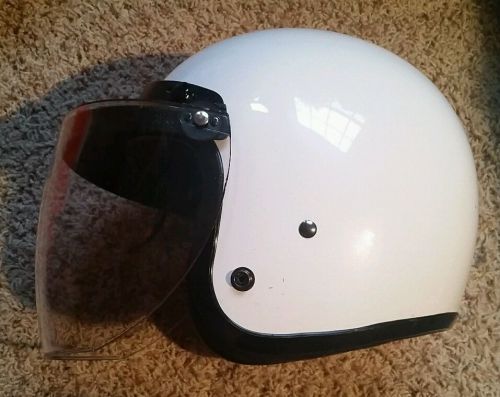 Vintage arthur fulmer af-c25 white motorcycle helmet visa &amp; shield