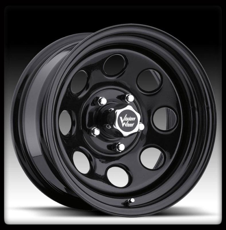 15" x 8" vision 85 soft 8 black 6x139.7 6x5.5 silverado wheels rims 15 inch -19