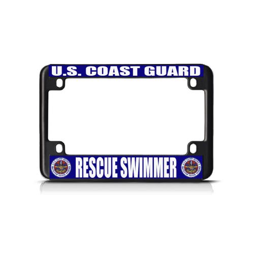 U.s. coast guard rescue swimmer black metal bike motorcycle license plate frame