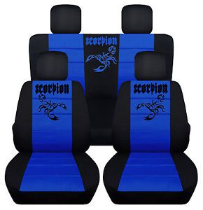 Front&amp;rear black-dblue seat covers scorpion sign 2door jeep wrangler 2011-2016