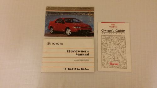 1992 toyota tercel owners manual owners guide and supplement owner&#039;s manual