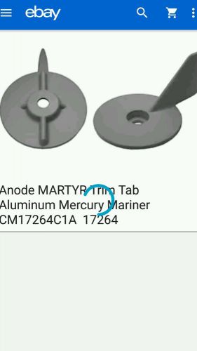 Anode martyr trim tab aluminum mercury mariner cm17264c1a  17264