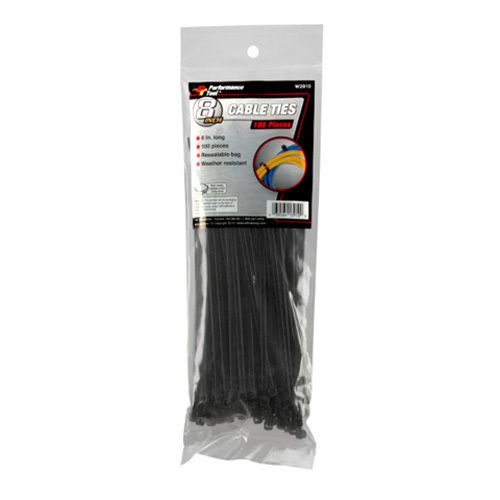 Performancetool 100 pc 8&#034; cable tie set black