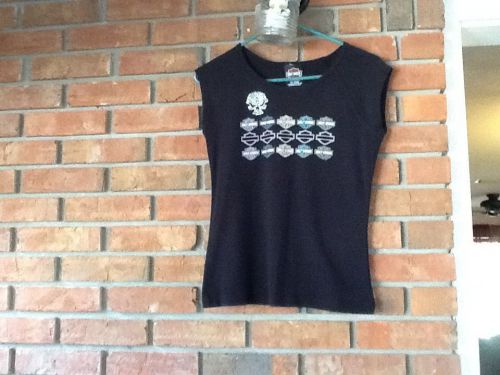 Genuine harley davidson women&#039;s cotton sleeveless tee shirt - size small black