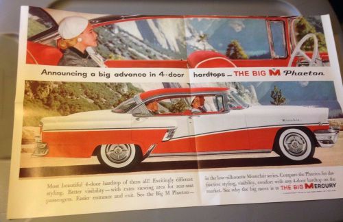Vtg 1956 mercury montclair phaeton original sales brochure / poster~advertising