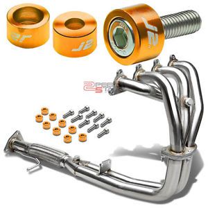 J2 for 90-93 accord f22 exhaust manifold 4-2-1 header+gold washer cup bolts