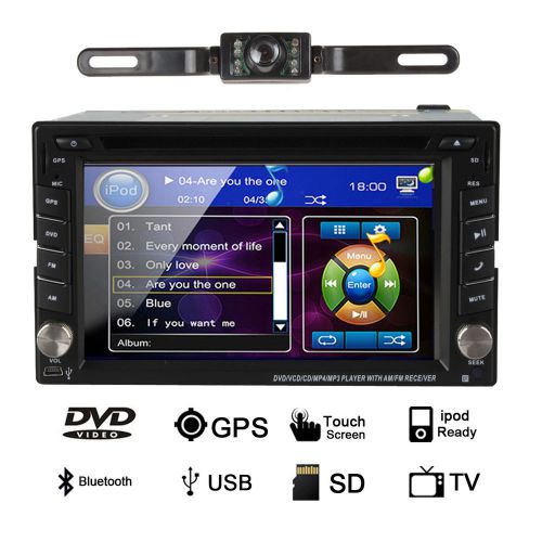 New 6.2&#034; double-2din in-dash car stereo dvd player gps bluetooth +free camera