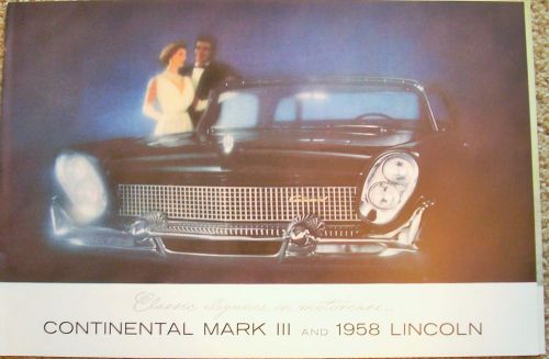 1958 lincoln &amp; continental mark iii color sales brochure premiere capri
