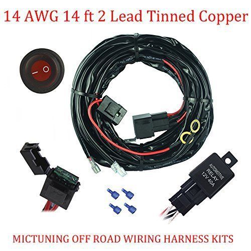 Mictuning universal [14 awg 14 ft 2 lead] copper led light wiring harness on off