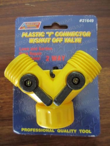 Double hose y connector with shut off valves yellow plastic wash down sink split