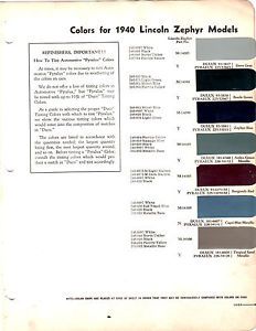 1940 lincoln zephyr twelve continental 40 paint chips dupont 5