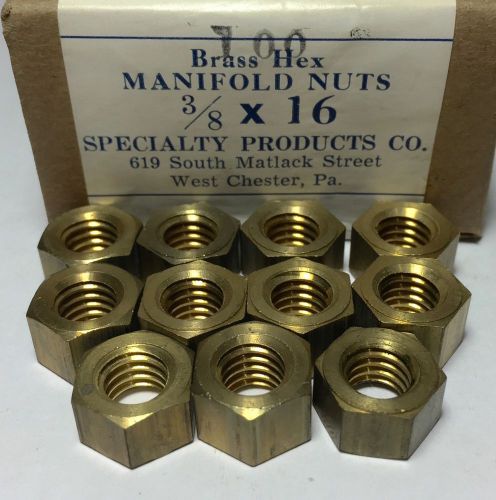 Box of 100 brass hex manifold nuts, size 3/8-16, *** free shipping in u.s. ***