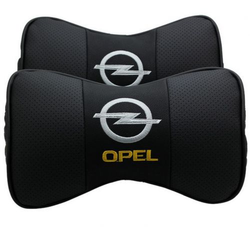 Pair of leather headrest cushion car seat pillows neck personalized for opel