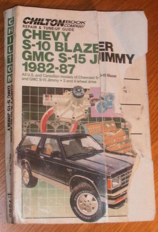 Chilton 1982 1987 chevy chevrolet blazer, gmc jimmy repair manual, s-10, s-15