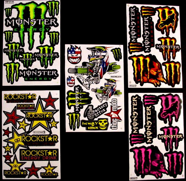 5 sheets new motocross stickers rc scooter bmx bike energy pit quad atv mx r/1