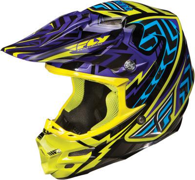 Fly racing f2 carbon helmet - short blue/lime/purple sm