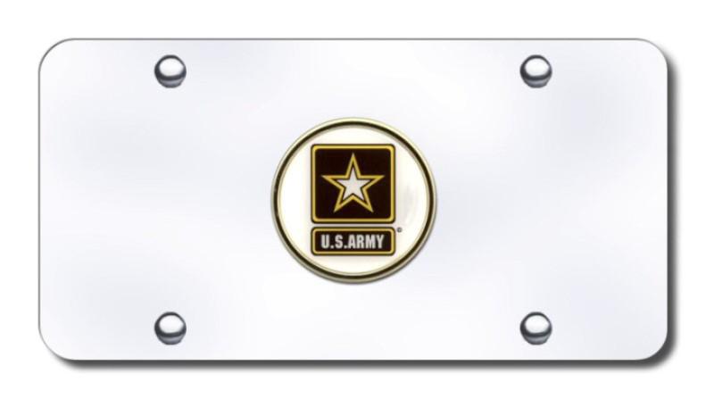 Army logo on chrome license plate made in usa genuine