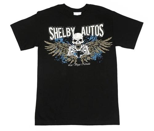 Shelby autos skull black t-shirt available in medium - xx large las vegas nevada