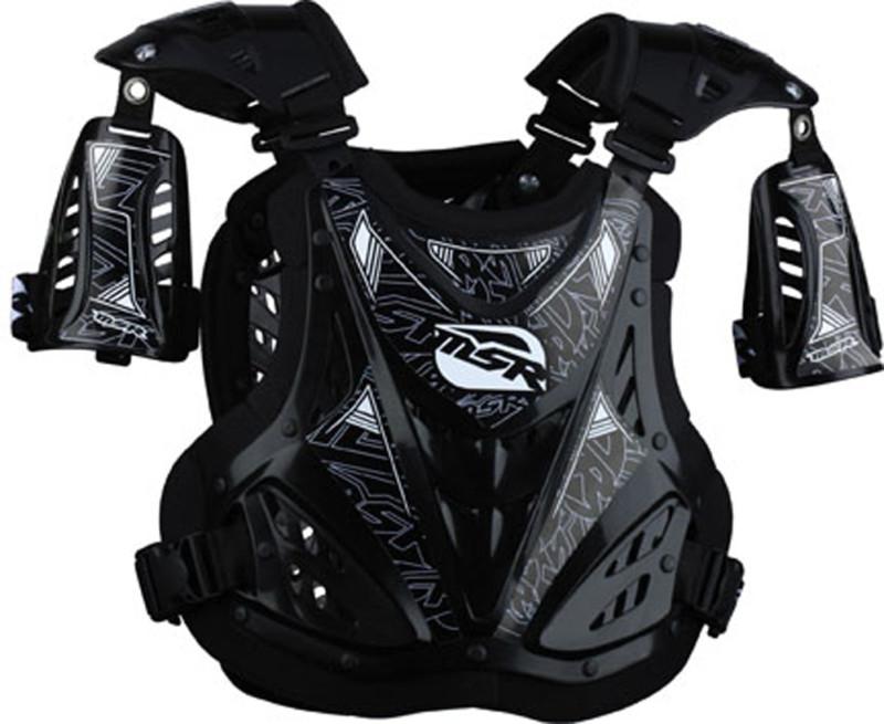 New msr clash adult motocross chest deflector, black, large/lg