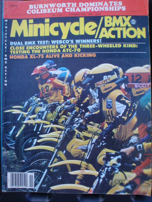 Minicycle bmx action november 1978 jd yz80 huffy phaser webco honda xl75