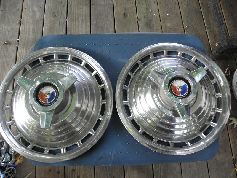 1963 ford galaxie spinner full hubcaps - wheel covers - original - pair of 2 c3