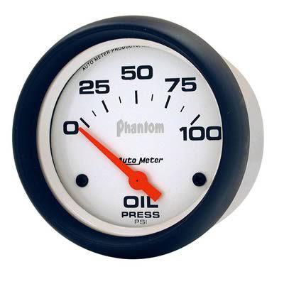 Autometer phantom electrical oil pressure gauge 2 5/8" dia white face 5827