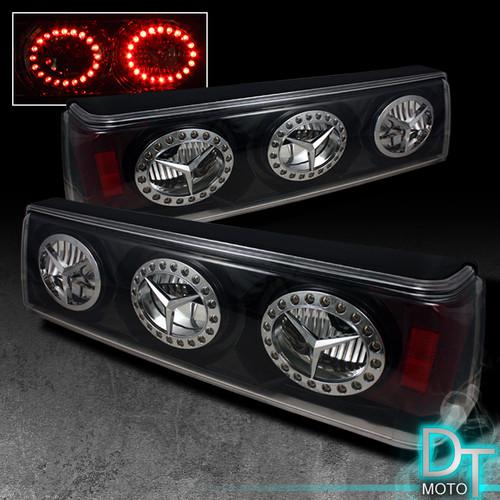 Black 87-93 ford mustang led rims tail brake lights lamps left+right pair sets