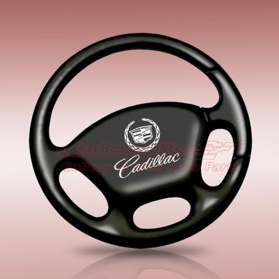 Cadillac black steering wheel key chain, keychain, key ring licensed + free gift