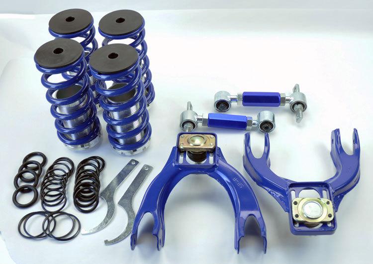 Honda civic integra front rear camber kits & lowering coilover springs - blue