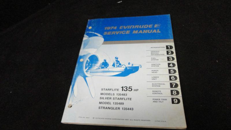 #5022 1974 evinrude starflite 135 hp service manual outboard boat