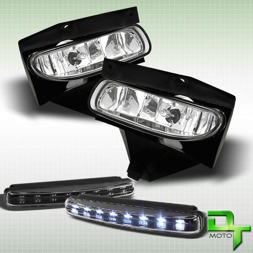 99-04 mustang bumper driving clear fog lights +daytime led running lamps