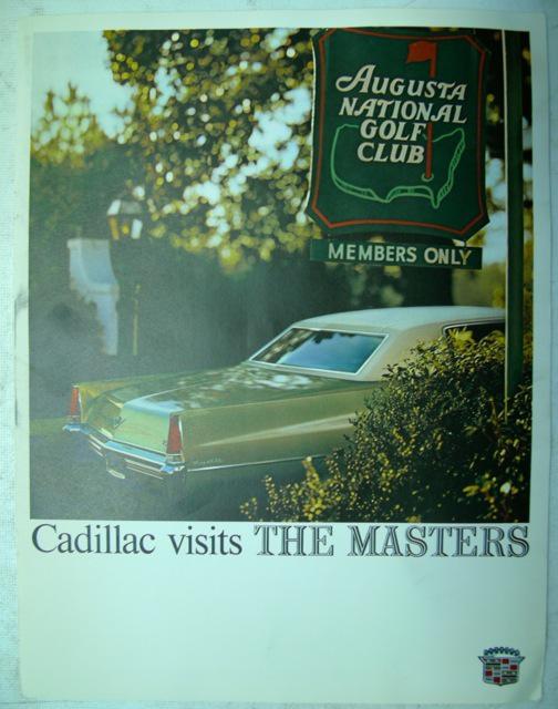 Original 1969 "cadillac visits the masters" sales brochure w/ envelope golf club