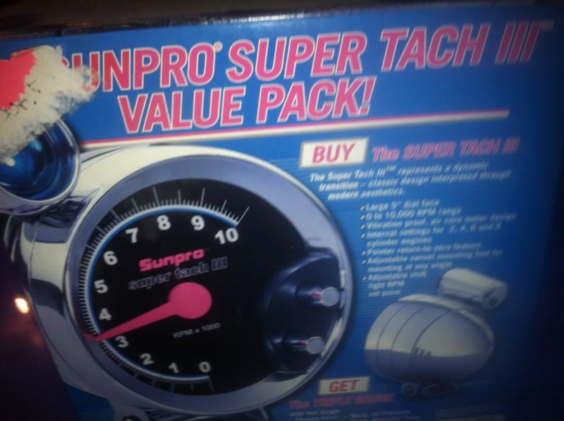 Sunpro super tach 3  5in tachometer iii water oil volt mechanical gauge set 