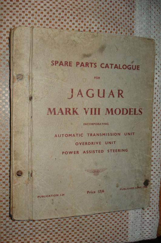 1957-1958 jaguar mark viii 8 parts catalog numbers list book rare original