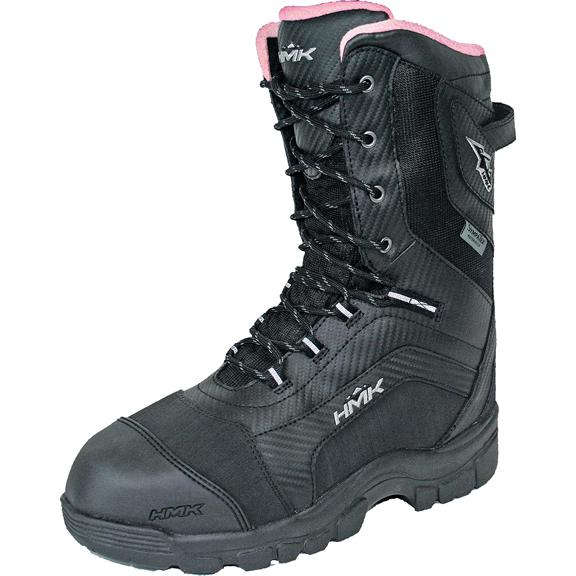 Hmk ladies voyager lace-up snowmobile boots - black/pink (women's us 5)