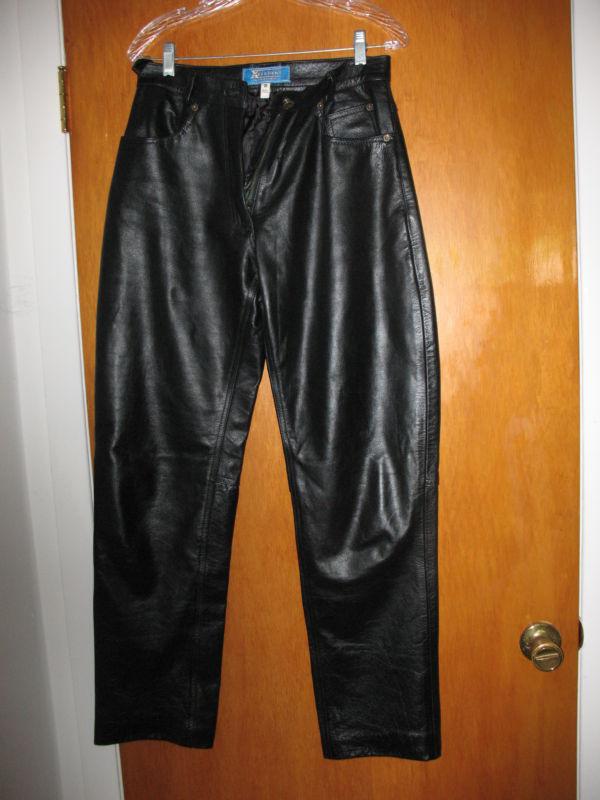Ladies black leather xelement motorcycle pants