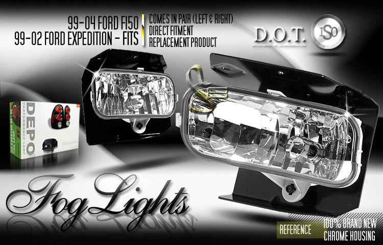 Depo pair euro style chrome fog lights 99-04 ford expedition 99-03 ford f150