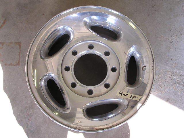 00 01 02 dodge ram 2500 16 inch 5 spoke polished aluminum  wheel oem 2124