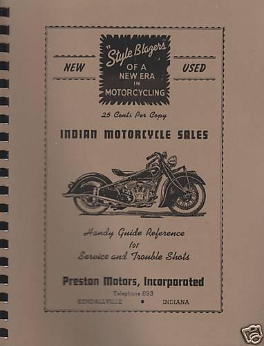 Indian motorcycle  riders "reference guide" ~ wwii era manual ~ reprnt