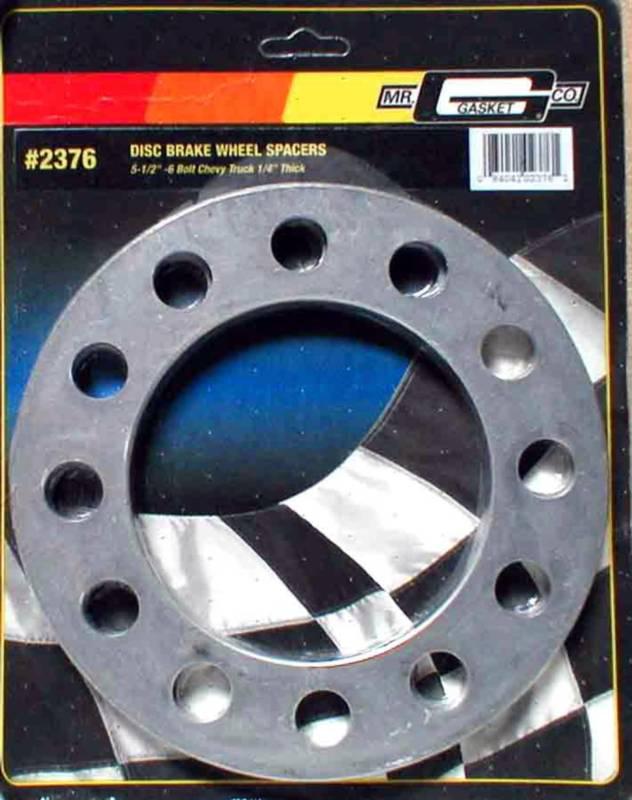 1 pair mr gasket 2376 aluminum universal fit wheel spacers 6 x 5.5" bolt circle