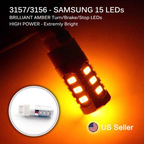 2x 3157/3156 amber samsung series stop/brake/turn signal light bulbs/bulb