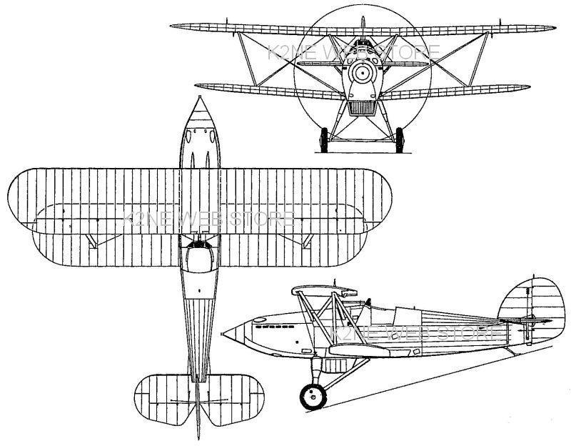 Hawker fury (mk ii) replica biplane - plans on cd