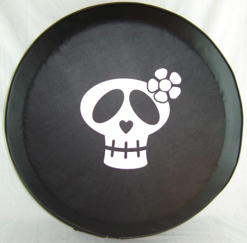 Sparecover® abc series girly skull 27 hd black vinyl tire cover 4 honda kia suzu