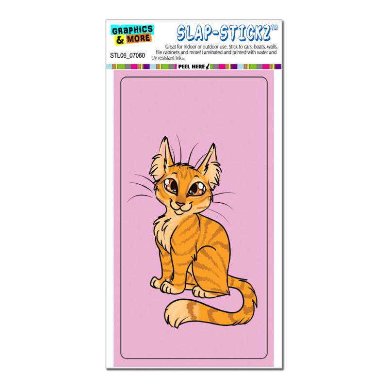 Tabby cat orange on pink - pet - slap-stickz™ car window locker bumper sticker