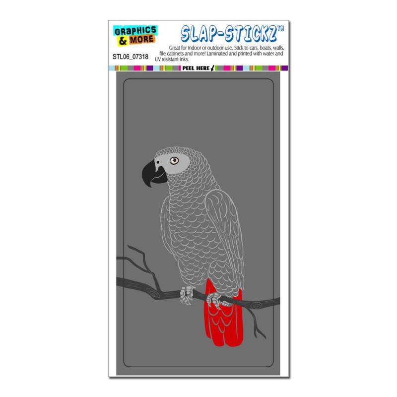 African gray parrot - bird - slap-stickz™ car window locker bumper sticker
