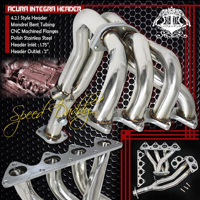 4-2-1 stainless racing manifold header/exhaust 92-93 acura integra ls/rs/gs b18