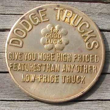 Rare early bronze dodge truck medal or token l@@k #b182